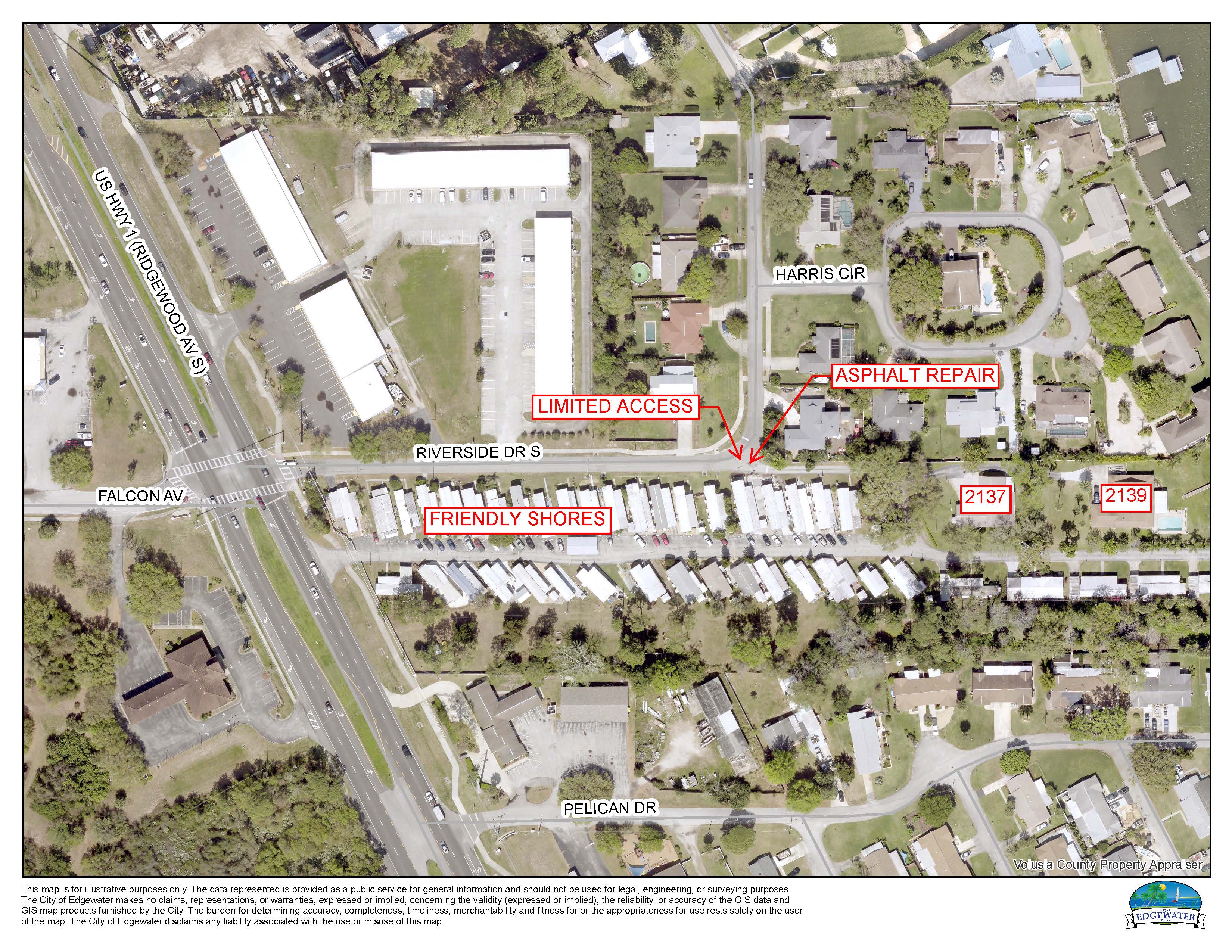 Map of area of work-Friendly Shores Mobile Home Park